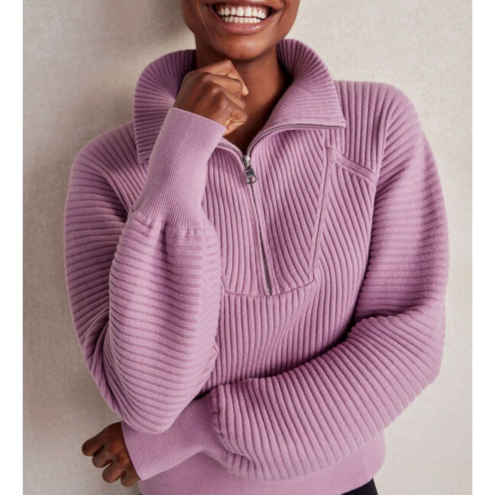 Varley Half Zip Ribbed Sweater Smoky Grape Purple Size Medium